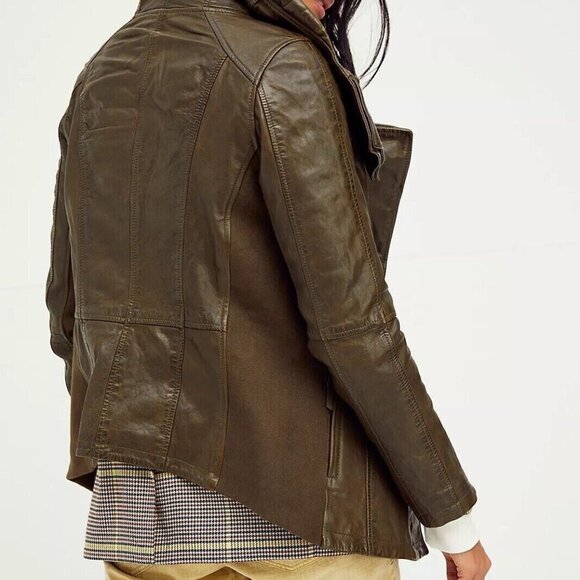 Free People Nicholas K Revised Brock Jacket brown leather jacket/size S - Picture 4 of 15